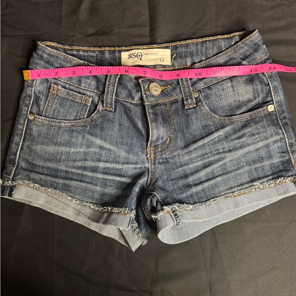 RSQ Women's Dark Blue Jean Shorts - Picture 5 of 6